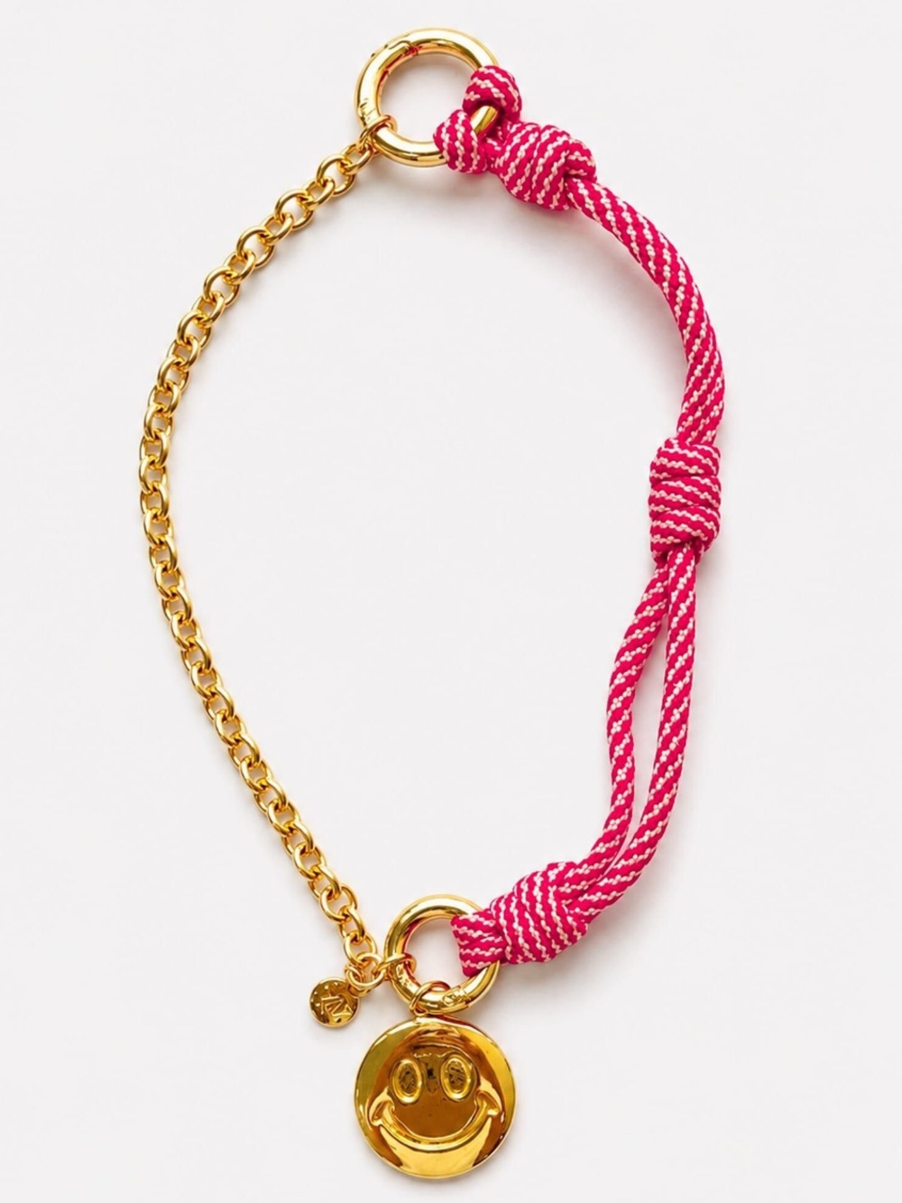 Gold Smiley Charm with Pink Cord Keychain/ Bag Charm NWOT